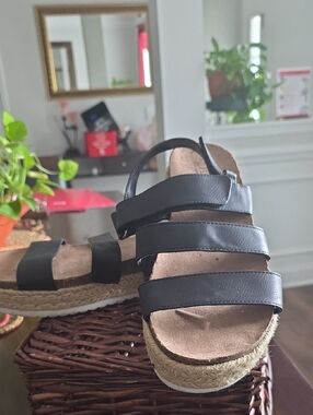 a.n.a Black Strappy Espadrille Platform Sandals - Women